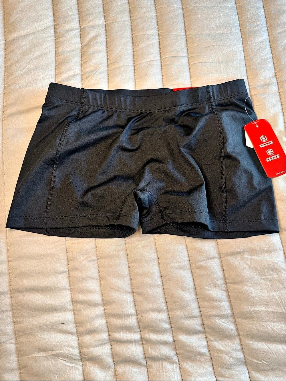 BCG Wide Waistband Volley Shorts 3 in Black Medium NWT